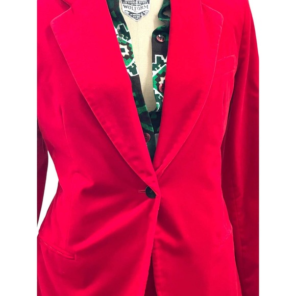 THEORY Suit 2 Pc Red Velvet Coat Pants New Silk Lining Size 8 Holiday Career - Picture 13 of 15